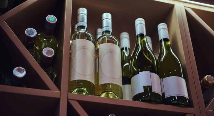 Bílý stojan na víno